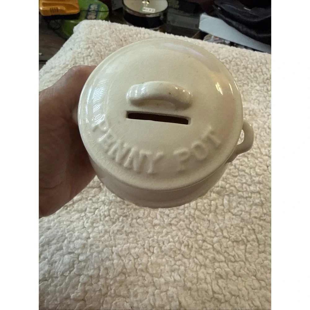 1960's  Vintage White Kettle Penny Pot Bank Made InJapan